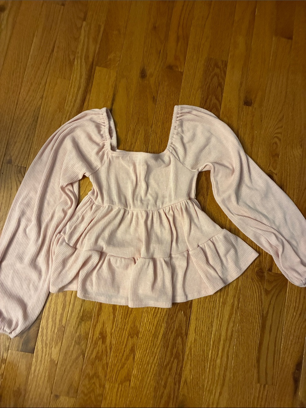 NWOT Altar’d State Pink Babydoll Long Sleeve with Tiered Skirt!